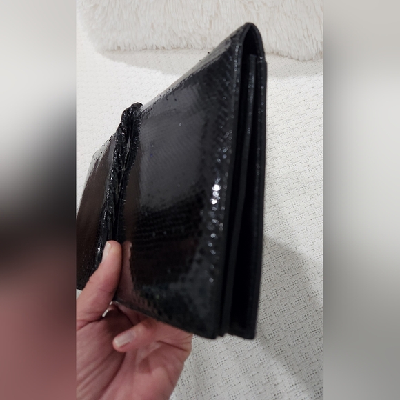 EXOTIC SNAKESKIN AND LEATHER CLUTCH BAG VINTAGE EUC - Picture 4 of 12